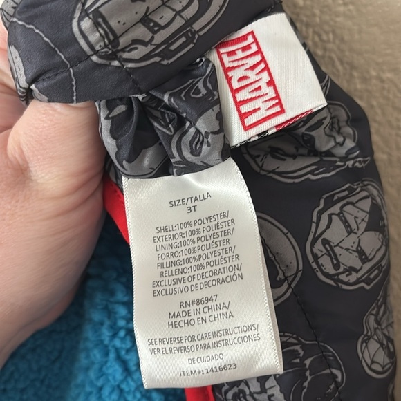 Marvel Comic Avengers Boys Toddler Kids Reversible Coat Jacket 3T Puffer Sherpa - Picture 10 of 10